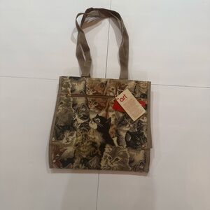 Signare Art of Tapestry Cat Print Tote Purse Shopper Bag NWT